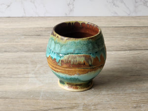 Handmade Japanese style tea cup - whisky cup - Ceramic yunomi with mottled drippy glaze -Guinomi - Pottery mug - 300 ml pottery vessel