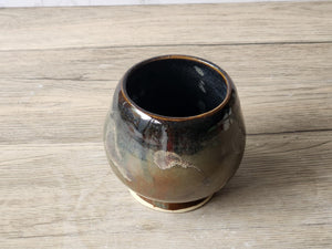 Handmade Japanese style tea cup - whisky cup - Ceramic yunomi with mottled drippy glaze -Guinomi - Pottery mug - 350 ml pottery vessel