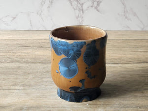 Handmade Japanese-style tea cup - whisky cup - Ceramic yunomi with crystalline glaze -Guinomi - Pottery mug - 200 ml pottery tumbler