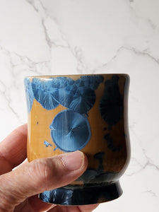 Handmade Japanese-style tea cup - whisky cup - Ceramic yunomi with crystalline glaze -Guinomi - Pottery mug - 200 ml pottery tumbler