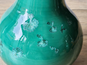 Handmade porcelain pottery vase - Green Crystalline glaze