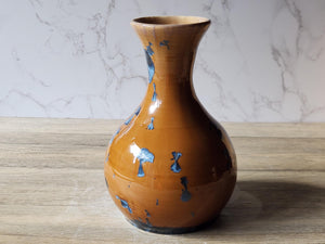 Handmade ceramic vase - Large pottery vase with blue on Amber Crystalline glaze - flower display - Australian Pottery - unique gift