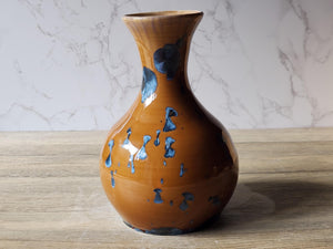 Handmade ceramic vase - Large pottery vase with blue on Amber Crystalline glaze - flower display - Australian Pottery - unique gift