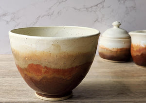 Handmade pottery bowl - deep ceramic bowl - cream and brown glaze - ceramic mixing bowl - unique gift for a cook