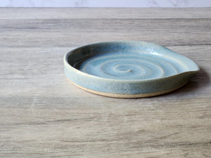 Ceramic Spoon rest - handmade pottery - pottery spoon rest in glossy soft blue glaze - kitchen gift