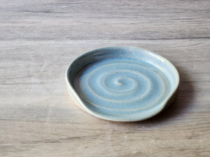 Ceramic Spoon rest - handmade pottery - pottery spoon rest in glossy soft blue glaze - kitchen gift