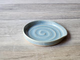 Ceramic Spoon rest - handmade pottery - pottery spoon rest in glossy soft blue glaze - kitchen gift