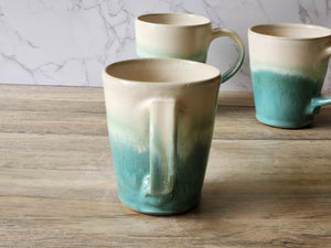 Green Ceramic mug - hand made Australian Pottery - Large mug- gift for him - coffee lover cup -400ml handmade Australian mug