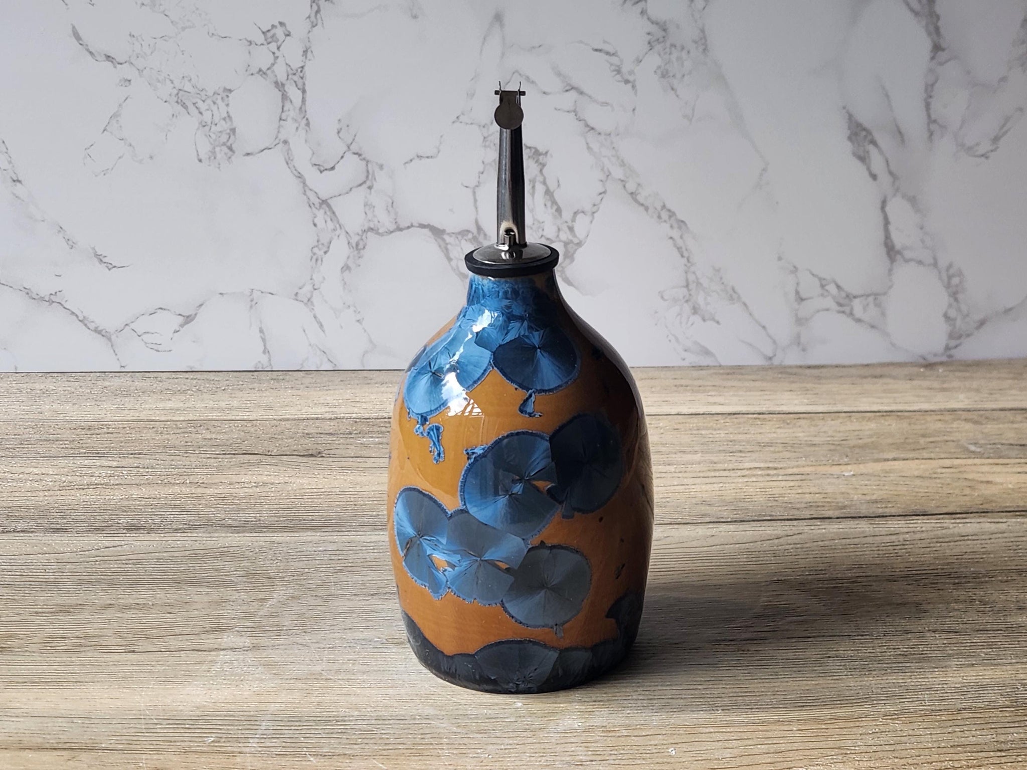 Hand made Pottery Oil Bottle - Ceramic Olive oil pourer - Oil dispenser made in Australia - vinegar bottle - unique gift - 450ml bottle