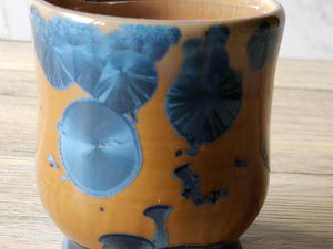 Handmade Japanese-style tea cup - whisky cup - Ceramic yunomi with crystalline glaze -Guinomi - Pottery mug - 200 ml pottery tumbler