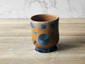 Handmade Japanese-style tea cup - whisky cup - Ceramic yunomi with crystalline glaze -Guinomi - Pottery mug - 200 ml pottery tumbler