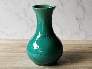 Handmade porcelain pottery vase - Green Crystalline glaze