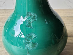 Handmade porcelain pottery vase - Green Crystalline glaze