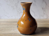 Handmade ceramic vase - Large pottery vase with blue on Amber Crystalline glaze - flower display - Australian Pottery - unique gift