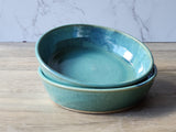 Handmade Pottery Bowl - Green ceramic bowl - straight-sided bowls - Pasta, cereal or small serving bowl.