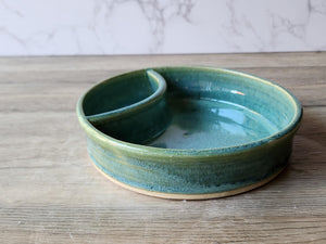Pottery Chip and dip bowl - TV snack ceramic bowl or condiment bowl- seafoam green 2 - A perfect gift for him