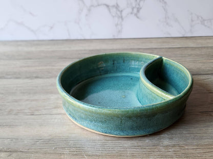 Pottery Chip and dip bowl - TV snack ceramic bowl or condiment bowl- seafoam green 2 - A perfect gift for him