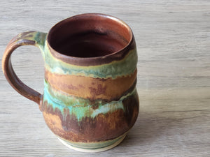 Handmade Pottery Mug, Ceramic 450ml mug, Large coffee mug, unique gift, red/brown/green large Mug, coffee cup