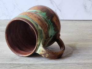 Handmade Pottery Mug, Ceramic 450ml mug, Large coffee mug, unique gift, red/brown/green large Mug, coffee cup