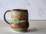 Handmade Pottery Mug, Ceramic 450ml mug, Large coffee mug, unique gift, red/brown/green large Mug, coffee cup