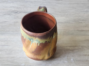 Handmade Pottery Mug, Ceramic 450ml mug, Large coffee mug, unique gift, red/brown/green large Mug, coffee cup