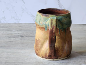 Handmade Pottery Mug, Ceramic 400ml mug, Large coffee mug, unique gift, red/brown/green large Mug, Unique coffee cup