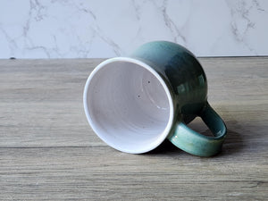 Green Ceramic mug - hand made Australian Pottery - Large mug- gift for him - coffee lover cup -