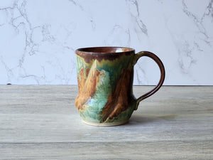 Handmade Pottery Mug, Ceramic 450ml mug, Large coffee mug, unique gift, red/brown/green large Mug, coffee cup