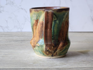 Handmade Pottery Mug, Ceramic 450ml mug, Large coffee mug, unique gift, red/brown/green large Mug, coffee cup