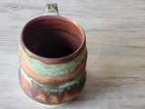 Handmade Pottery Mug, Ceramic 450ml mug, Large coffee mug, unique gift, red/brown/green large Mug, coffee cup