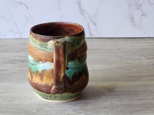 Handmade Pottery Mug, Ceramic 450ml mug, Large coffee mug, unique gift, red/brown/green large Mug, coffee cup