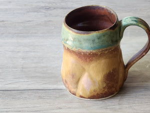 Handmade Pottery Mug, Ceramic 400ml mug, Large coffee mug, unique gift, red/brown/green large Mug, Unique coffee cup