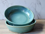 Handmade Pottery -Artisan stoneware bowl with mottled seafoam finish