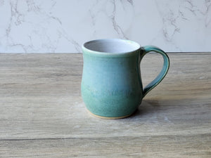 Green Ceramic mug - hand made Australian Pottery - Large mug- gift for him - coffee lover cup -