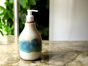 handmade ceramic liquid soap dispenser - Pottery liquid soap pump bottle - unique bathroom accessory