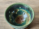 Handmade pottery berry bowl - with saucer - ceramic colander - Australian made bowl with drainage saucer