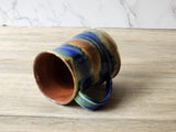 Handmade Pottery Mug, Ceramic 350ml mug, Large coffee mug, unique gift, red/brown/green large Mug, coffee cup