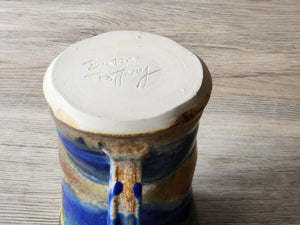 Handmade Pottery Mug, Ceramic 350ml mug, Large coffee mug, unique gift, red/brown/green large Mug, coffee cup