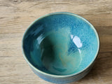Handmade pottery bowl- glossy soft green/blue glazed ceramic bowl, unique gift- noodle bowl - desert bowl - breakfast bowl-