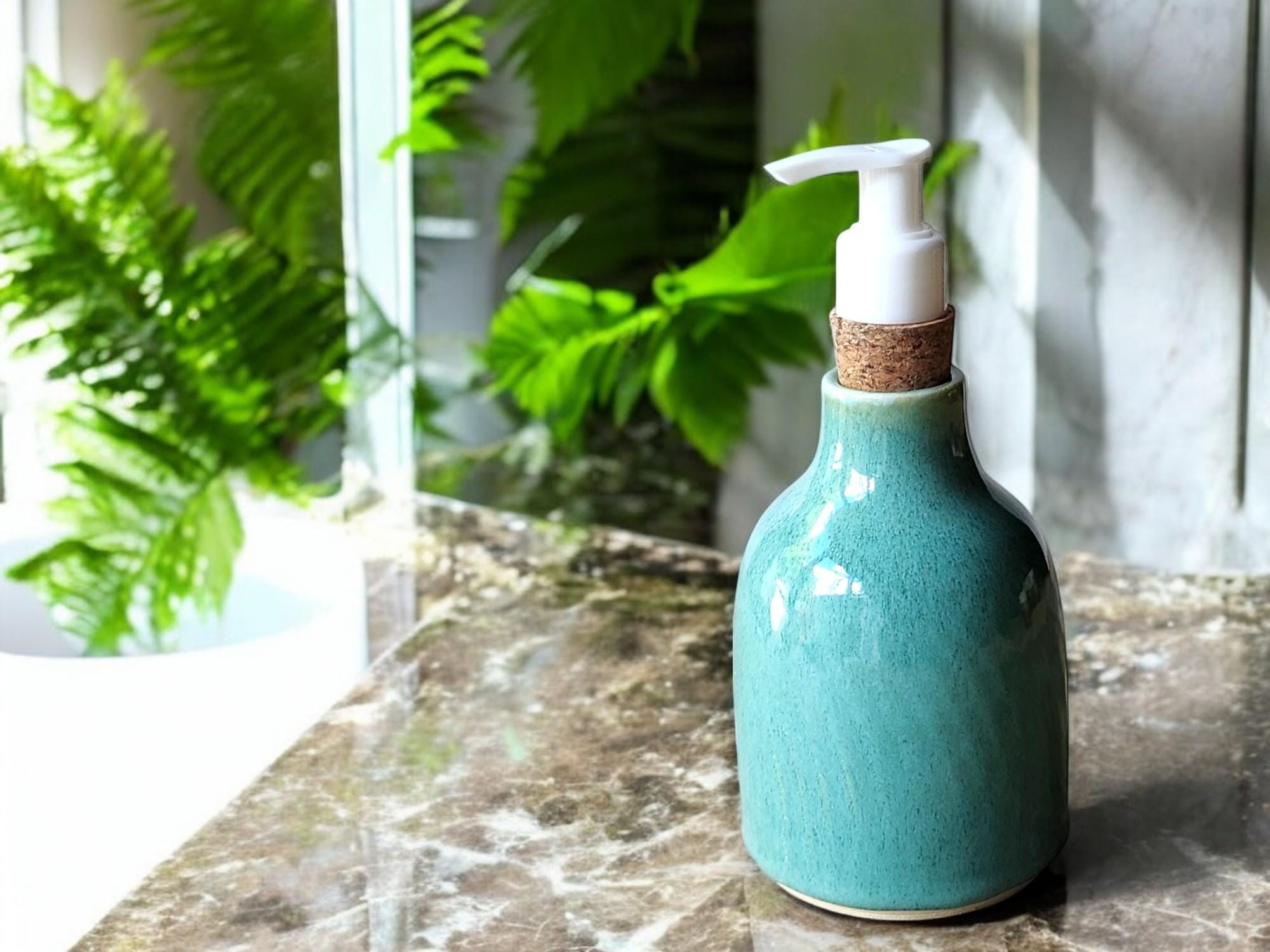 handmade ceramic liquid soap dispenser - Pottery liquid soap pump bottle - unique bathroom accessory