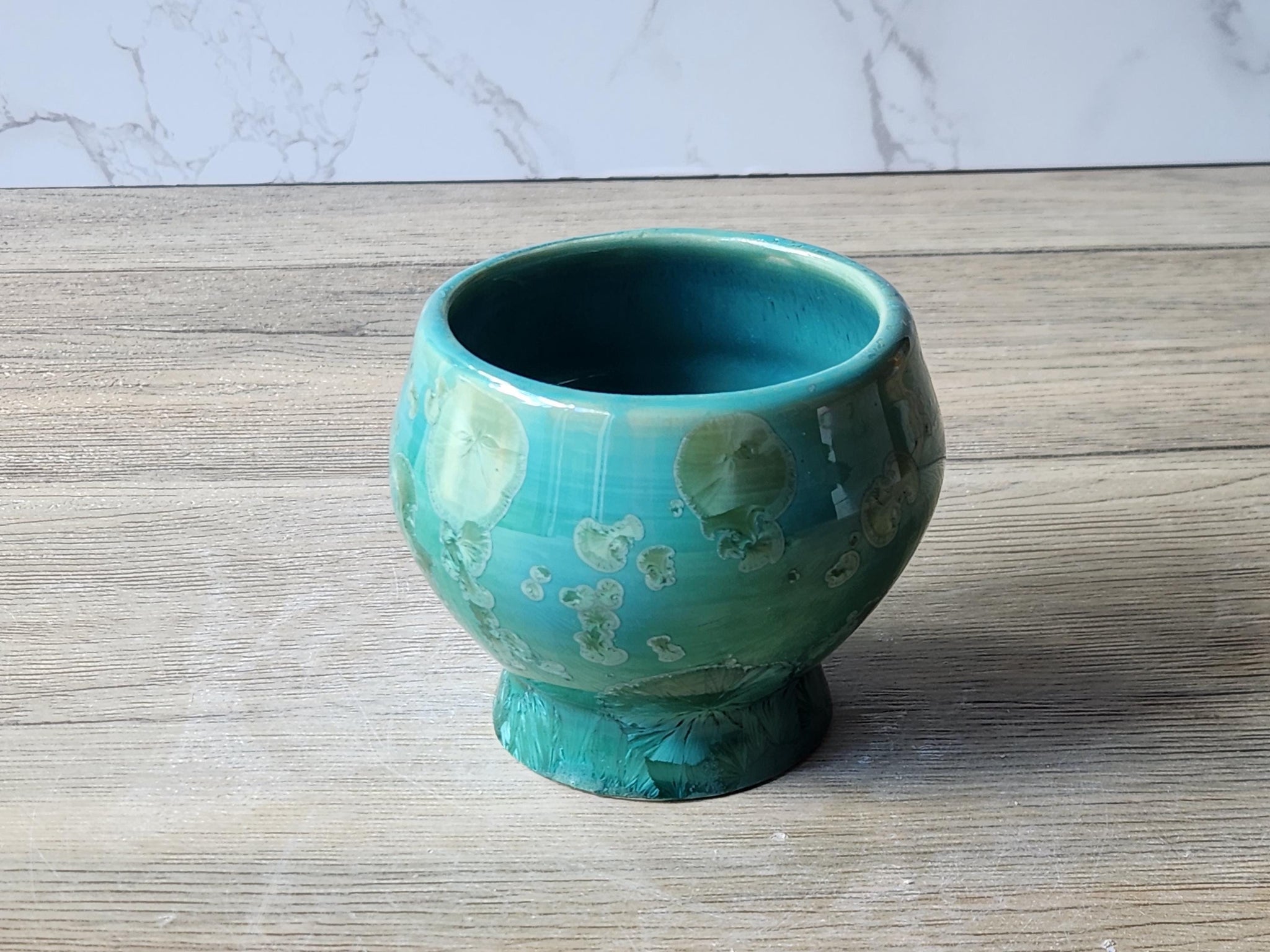 Handmade Japanese-style tea cup - whisky cup - Ceramic yunomi with crystalline glaze -Guinomi - Pottery mug - 200 ml pottery tumbler