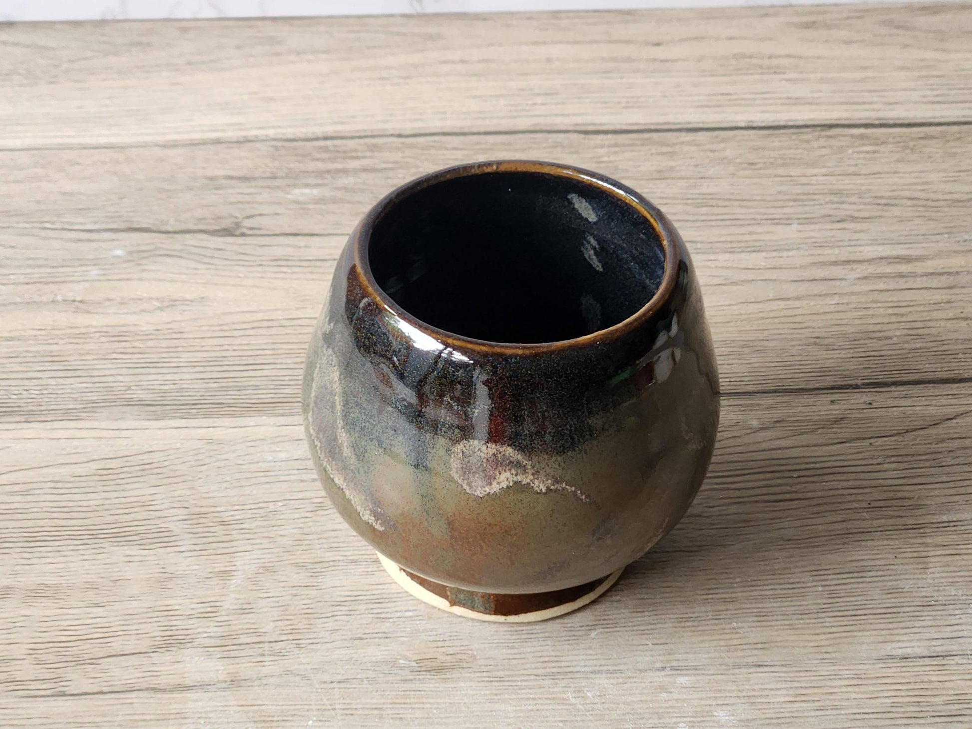 Rustic mottled glaze pottery yunomi Melbourne
