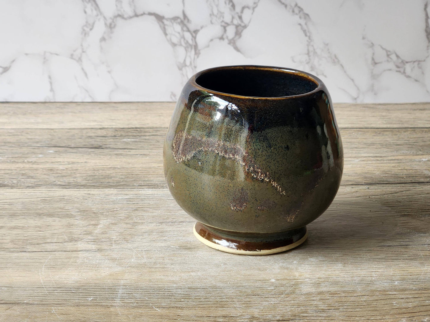 Unique mottled glaze yunomi 350ml capacity