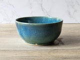 Handmade pottery bowl- glossy soft green/blue glazed ceramic bowl, unique gift- noodle bowl - desert bowl - breakfast bowl-