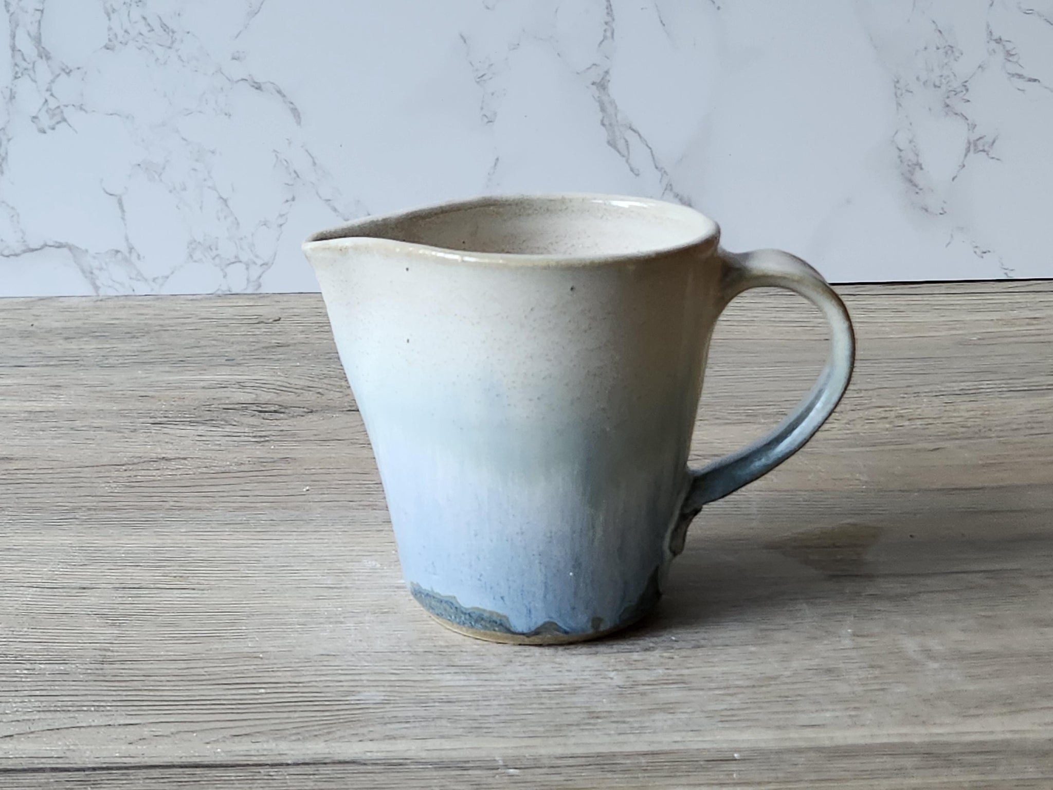 Handmade pottery Jug, 250ml ceramic creamer, Australian-made milk jug, Green/blue creamer, gravy boat, milk jug, small green pitcher