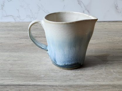 Wheel-thrown stoneware jug blue glaze