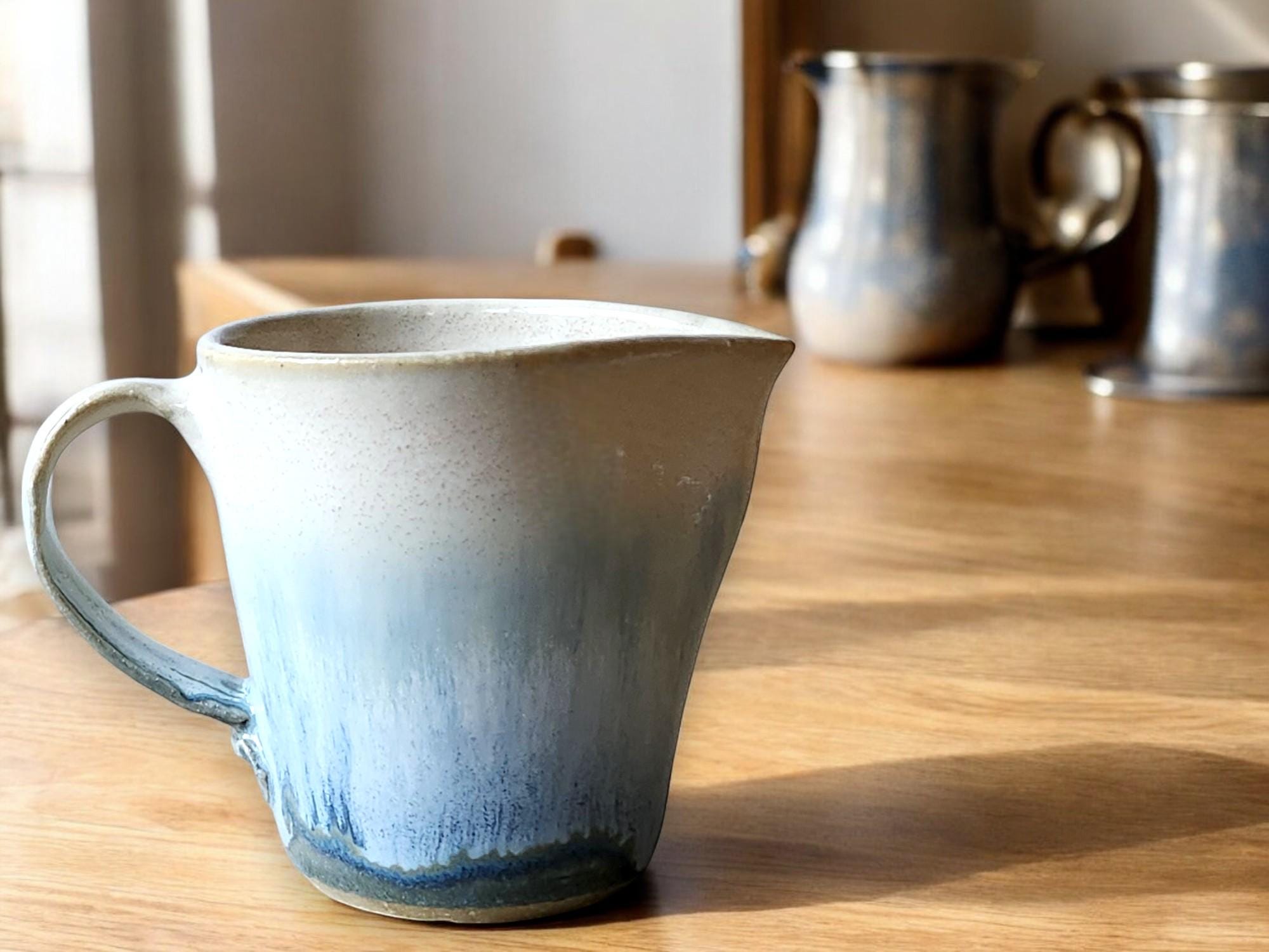 Handmade pottery Jug, 250ml ceramic creamer, Australian-made milk jug, Green/blue creamer, gravy boat, milk jug, small green pitcher