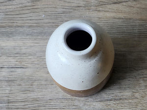 Handmade Ceramic Pottery Bottle - Cream, Red, and Brown Bud Vase.
