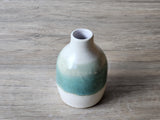 Handmade Pottery Bottle - Cream and Green Bud Vase