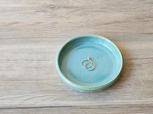 Ceramic trinket bowl - Trinket dish - small saucer -ring bowl - jewellery bowl- two colours- Green or Blue